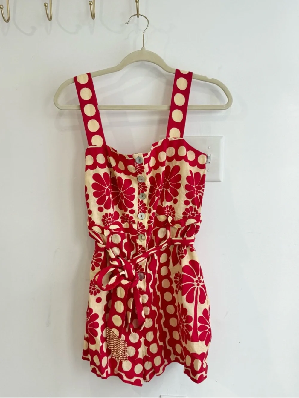 Farm Rio Palermo Red Sleeveless Romper - Picture 5 of 9